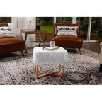 Tabouret/Pouffe Repose-Pieds Rectangulaire en Fausse Fourrure Blanche avec Pieds Dorés BirdRock Home