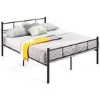 Cadre de lit plateforme en métal Costway double/queen/complet avec tête et pied de lit, aucun sommier tapissier requis