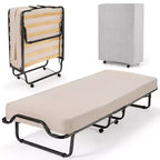Costway Folding Bed w/Memory Foam Mattress Dust-Proof Bag Rollaway Metal Bed Sleeper Made in Italy