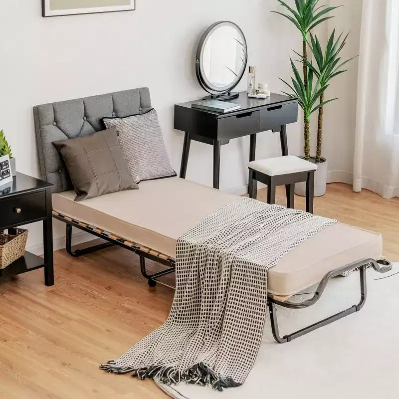 Lit pliant Costway avec matelas en mousse à mémoire de forme, sac anti-poussière, lit d'appoint pliable en métal, fabriqué en Italie