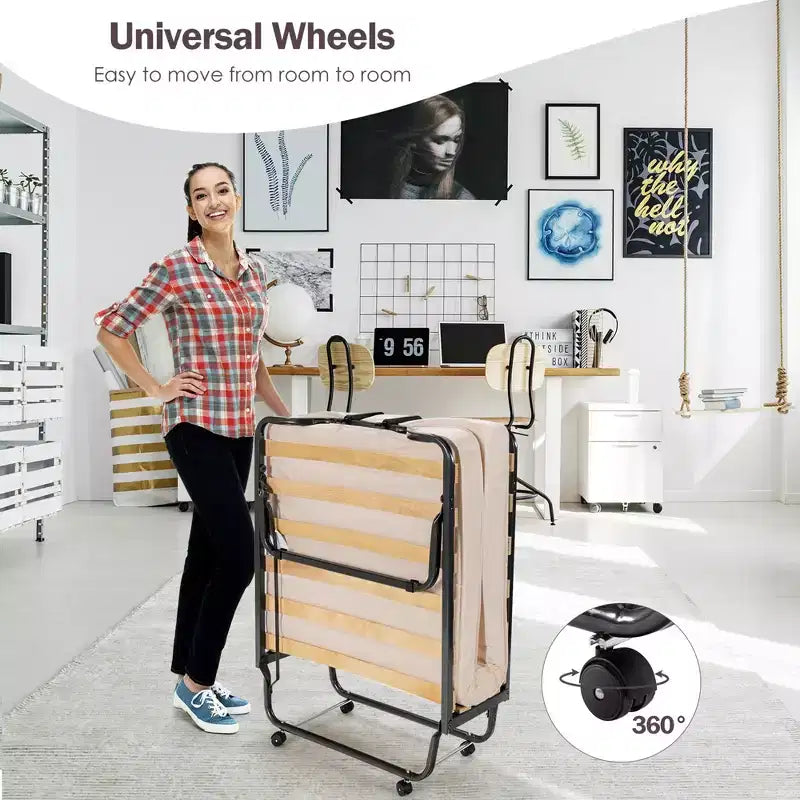 Lit pliant Costway avec matelas en mousse à mémoire de forme, sac anti-poussière, lit d'appoint pliable en métal, fabriqué en Italie