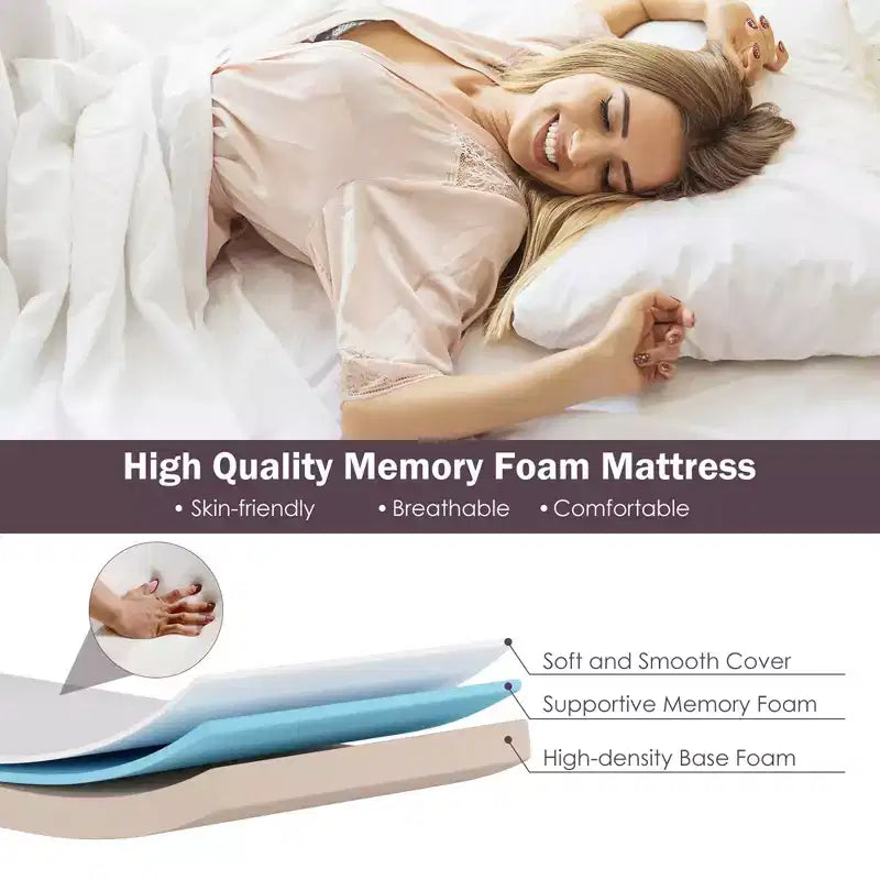 Lit pliant Costway avec matelas en mousse à mémoire de forme, sac anti-poussière, lit d'appoint pliable en métal, fabriqué en Italie