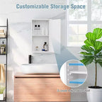 Armoire de toilette Costway avec miroir et porte réversible, organisateur de rangement