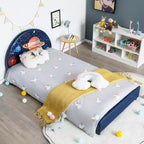 Costway Lit plateforme rembourré pour enfants Lit simple en bois motif galaxie