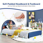 Costway Lit plateforme rembourré pour enfants Lit simple en bois motif galaxie