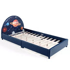 Costway Lit plateforme rembourré pour enfants Lit simple en bois motif galaxie