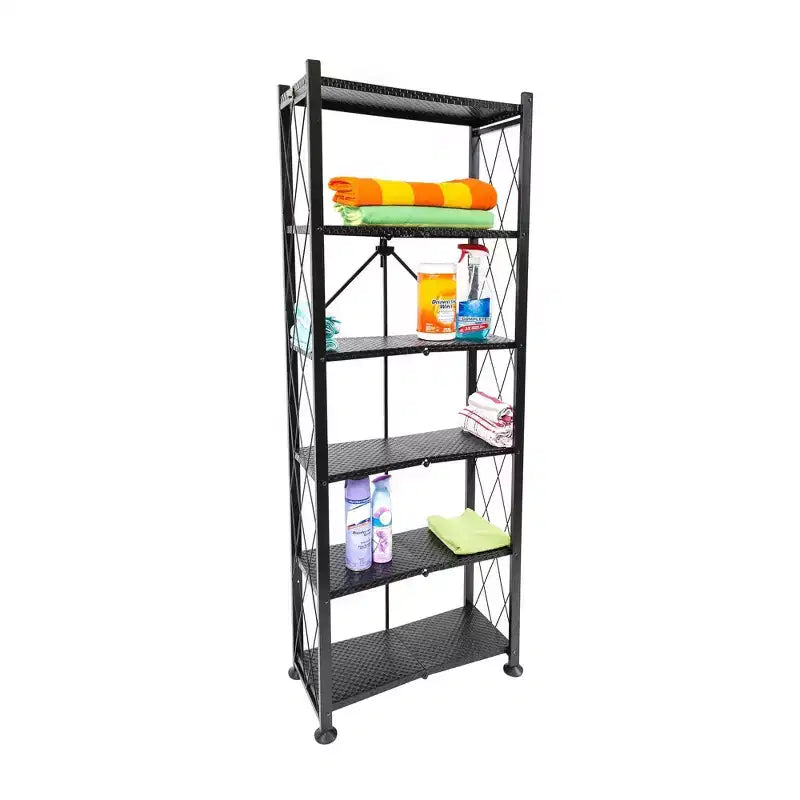 Organisateur de rangement étagère classique en acier à 6 niveaux Origami, noir (paquet de 2)