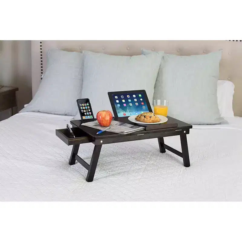 Plateau de lit multifonction Sofia + Sam pour ordinateur portable - Gaucher - Noyer