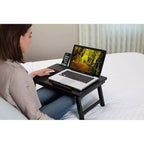 Plateau de lit multifonction Sofia + Sam pour ordinateur portable - Gaucher - Noyer