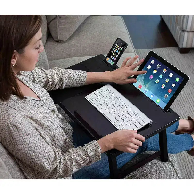 Plateau de lit multifonction Sofia + Sam pour ordinateur portable - Gaucher - Noyer