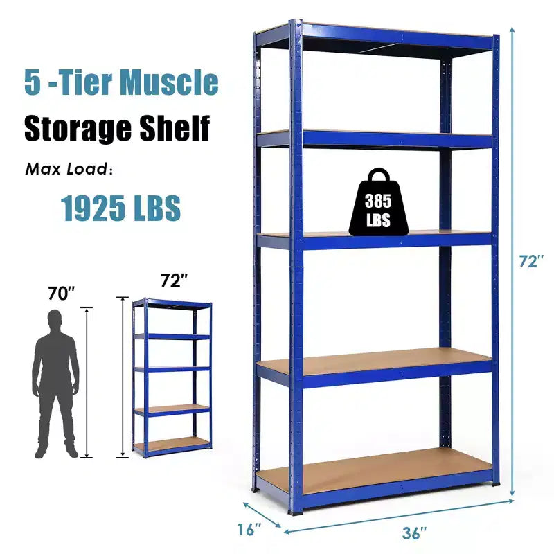 Costway Lot de 2 étagères de rangement robustes en acier de 183 cm à 5 niveaux réglables pour garage