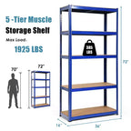 Costway Lot de 2 étagères de rangement robustes en acier de 183 cm à 5 niveaux réglables pour garage