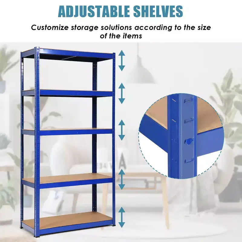 Costway Lot de 2 étagères de rangement robustes en acier de 183 cm à 5 niveaux réglables pour garage