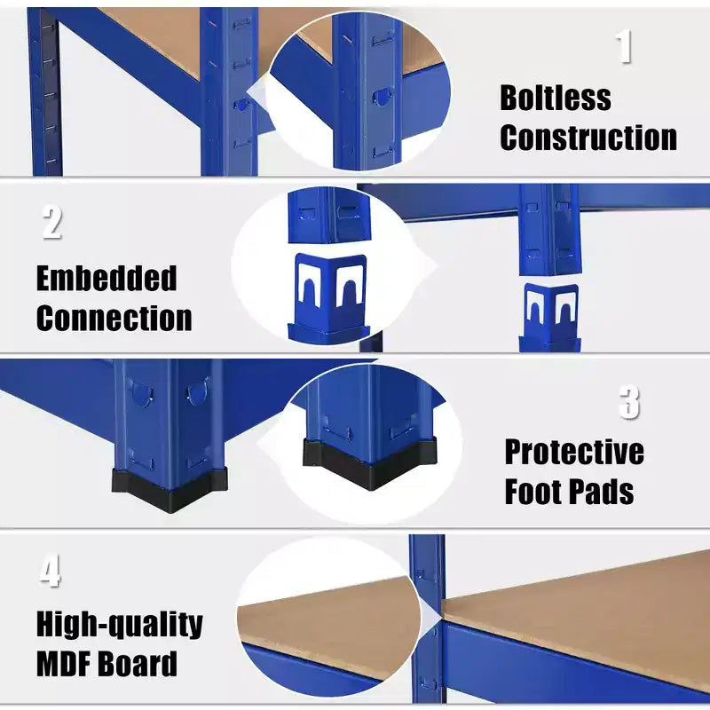Costway Lot de 2 étagères de rangement robustes en acier de 183 cm à 5 niveaux réglables pour garage