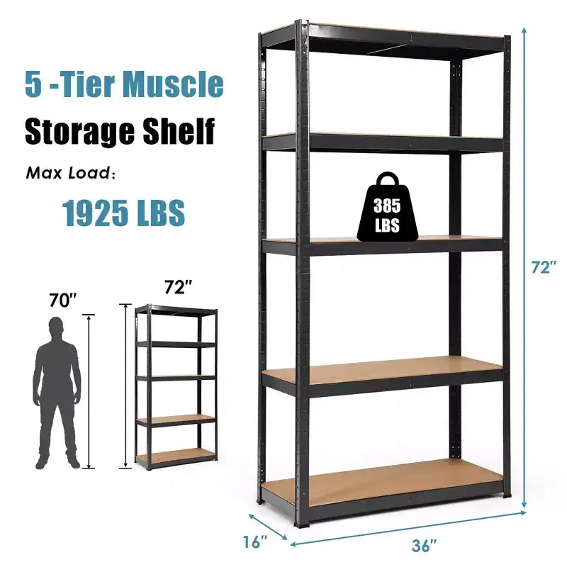 Costway Lot de 2 étagères de rangement robustes en acier de 183 cm à 5 niveaux réglables pour garage