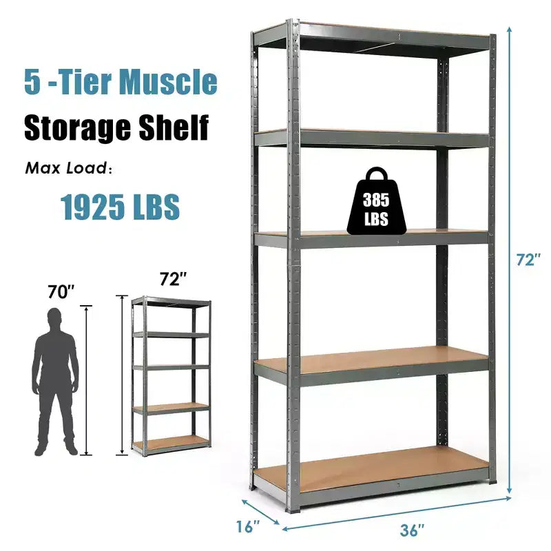 Costway Lot de 2 étagères de rangement robustes en acier de 183 cm à 5 niveaux réglables pour garage