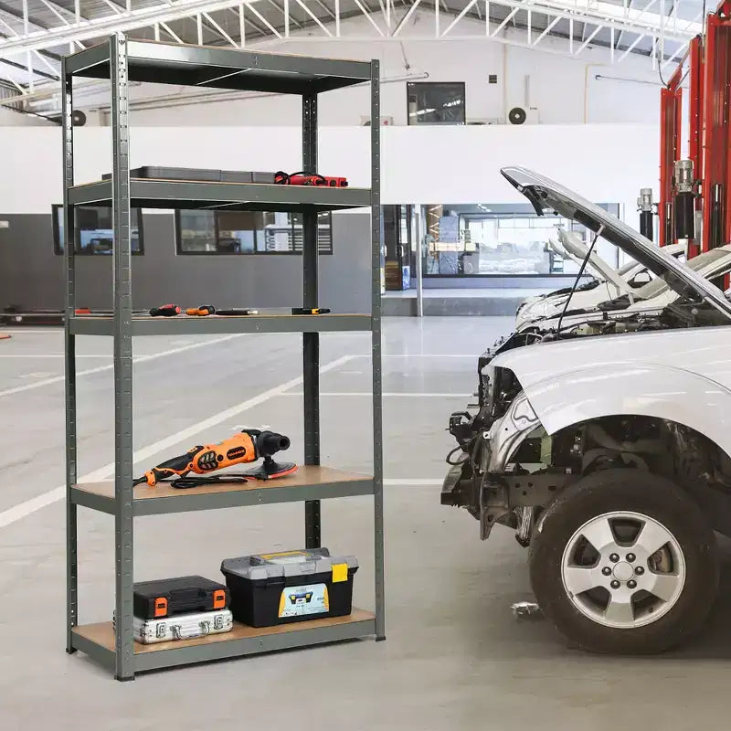 Costway Lot de 2 étagères de rangement robustes en acier de 183 cm à 5 niveaux réglables pour garage