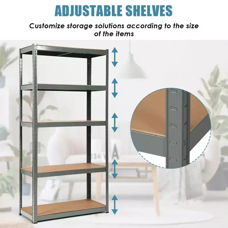 Costway Lot de 2 étagères de rangement robustes en acier de 183 cm à 5 niveaux réglables pour garage