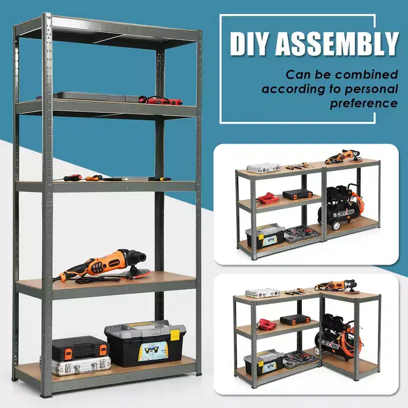 Costway Lot de 2 étagères de rangement robustes en acier de 183 cm à 5 niveaux réglables pour garage