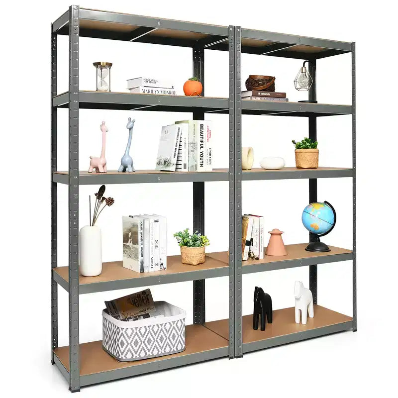 Costway Lot de 2 étagères de rangement robustes en acier de 183 cm à 5 niveaux réglables pour garage