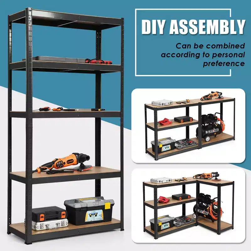 Costway Lot de 2 étagères de rangement robustes en acier de 183 cm à 5 niveaux réglables pour garage