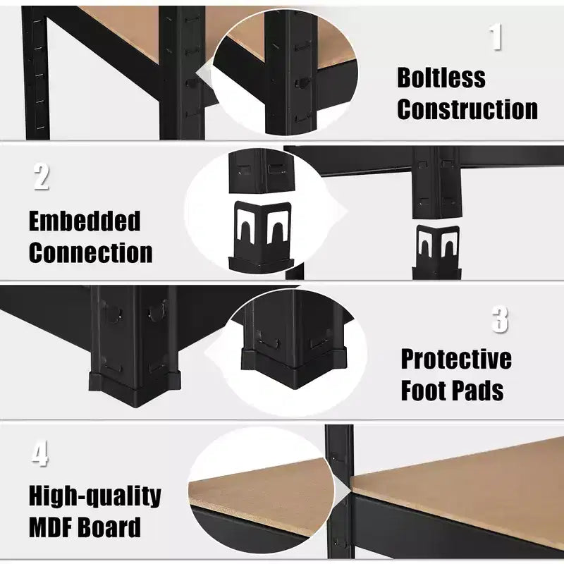 Costway Lot de 2 étagères de rangement robustes en acier de 183 cm à 5 niveaux réglables pour garage