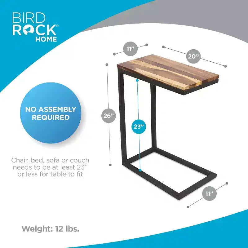 Table d'appoint en forme de C en bois d'acacia BirdRock Home