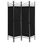 Costway 6 FT 4-Panel Folding Room Divider Freestanding Privacy Screen Steel Frame Brown\Black\White