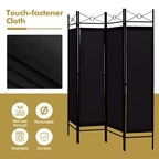Costway Paravent Pliant 4 Panneaux 1,8 m Cadre en Acier Autoportant Brise-vue Marron/Noir/Blanc