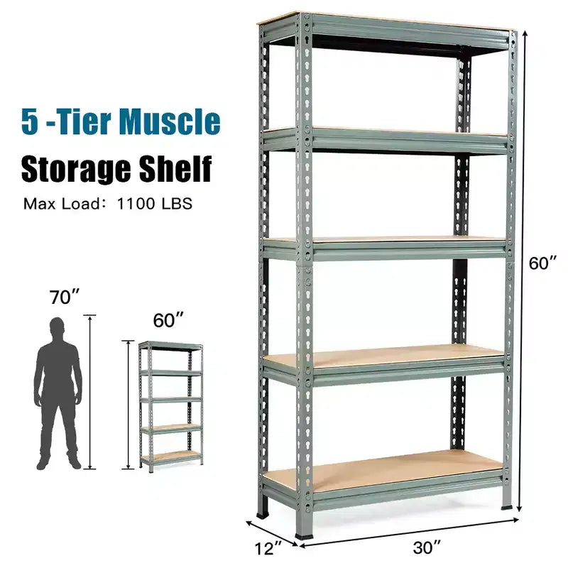 Étagères de rangement métalliques Costway à 5 niveaux de 152 cm pour garage avec étagères réglables