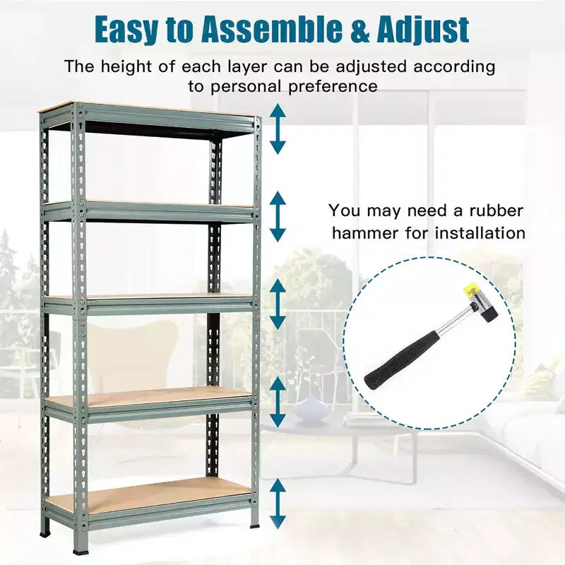 Étagères de rangement métalliques Costway à 5 niveaux de 152 cm pour garage avec étagères réglables