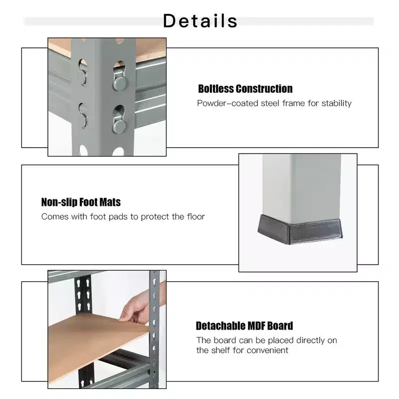 Étagères de rangement métalliques Costway à 5 niveaux de 152 cm pour garage avec étagères réglables