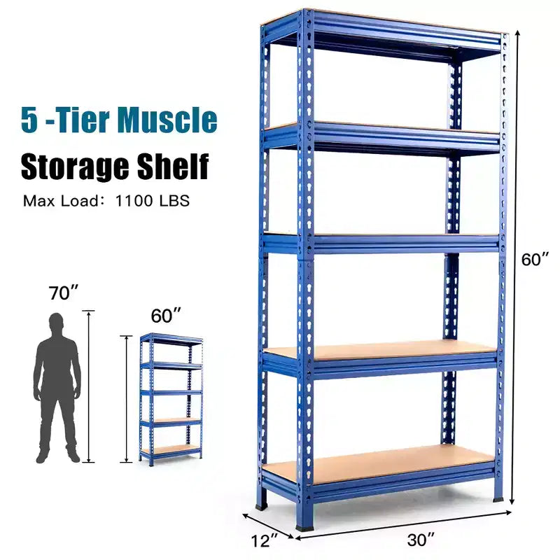 Étagères de rangement métalliques Costway à 5 niveaux de 152 cm pour garage avec étagères réglables