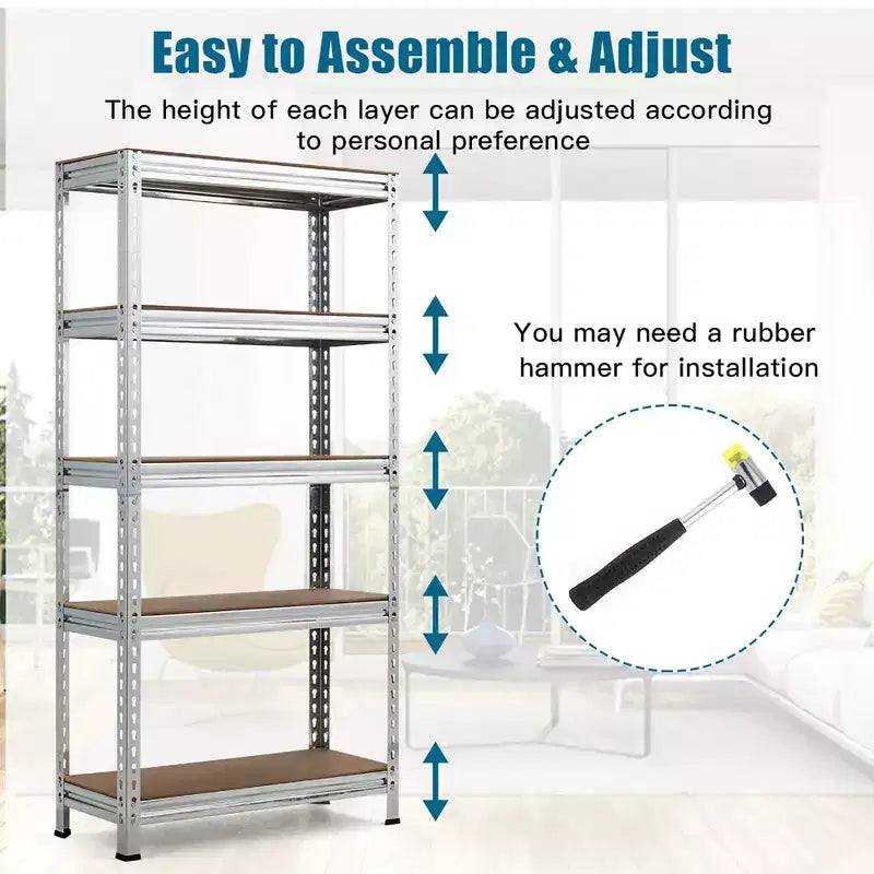 Étagères de rangement métalliques Costway à 5 niveaux de 152 cm pour garage avec étagères réglables