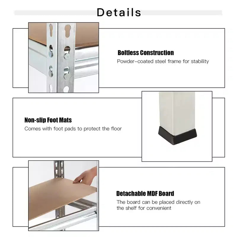 Étagères de rangement métalliques Costway à 5 niveaux de 152 cm pour garage avec étagères réglables