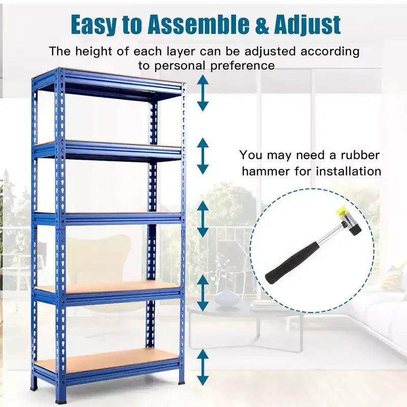 Étagères de rangement métalliques Costway à 5 niveaux de 152 cm pour garage avec étagères réglables