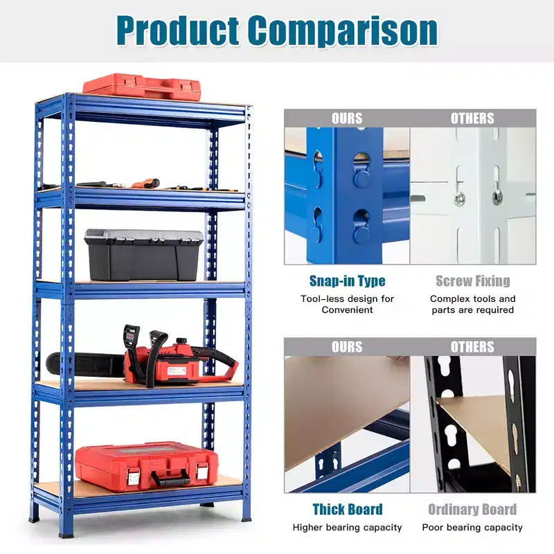 Étagères de rangement métalliques Costway à 5 niveaux de 152 cm pour garage avec étagères réglables
