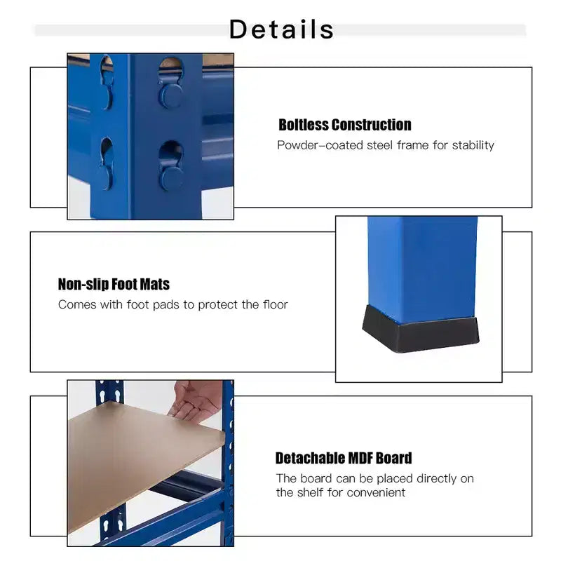 Étagères de rangement métalliques Costway à 5 niveaux de 152 cm pour garage avec étagères réglables