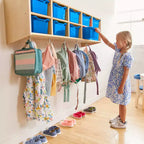 Vestiaire suspendu ECR4Kids Streamline à 10 sections avec 10 bacs à façade incurvée, espace de rangement casier
