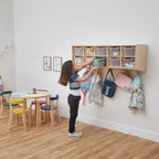 Vestiaire suspendu ECR4Kids Streamline à 10 sections avec 10 bacs à façade incurvée, espace de rangement casier