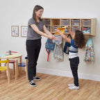 Vestiaire suspendu ECR4Kids Streamline à 10 sections avec 10 bacs à façade incurvée, espace de rangement casier