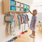 Vestiaire suspendu ECR4Kids Streamline à 10 sections avec 10 bacs à façade incurvée, espace de rangement casier
