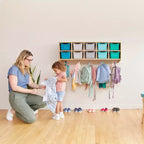 Vestiaire suspendu ECR4Kids Streamline à 10 sections avec 10 bacs à façade incurvée, espace de rangement casier