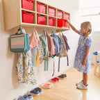 Vestiaire suspendu ECR4Kids Streamline à 10 sections avec 10 bacs à façade incurvée, espace de rangement casier