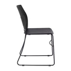 Flash Furniture Série HERCULES Ensemble de 5 chaises empilables en plastique de qualité commerciale, capacité 300 kg, avec piètement luge enduit de poudre et poignée de transport intégrée