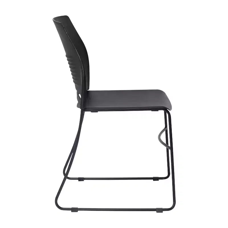 Flash Furniture Série HERCULES Ensemble de 5 chaises empilables en plastique de qualité commerciale, capacité 300 kg, avec piètement luge enduit de poudre et poignée de transport intégrée