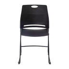 Flash Furniture Série HERCULES Ensemble de 5 chaises empilables en plastique de qualité commerciale, capacité 300 kg, avec piètement luge enduit de poudre et poignée de transport intégrée