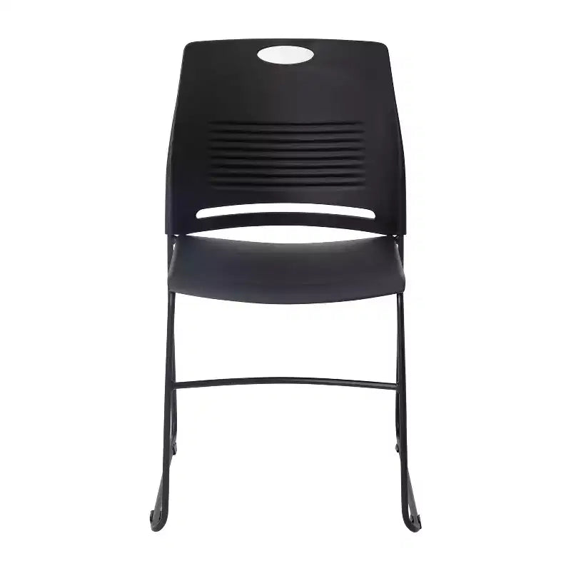 Flash Furniture Série HERCULES Ensemble de 5 chaises empilables en plastique de qualité commerciale, capacité 300 kg, avec piètement luge enduit de poudre et poignée de transport intégrée