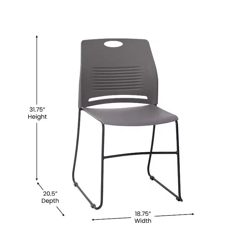 Flash Furniture Série HERCULES Ensemble de 5 chaises empilables en plastique de qualité commerciale, capacité 300 kg, avec piètement luge enduit de poudre et poignée de transport intégrée