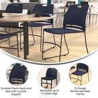 Flash Furniture Série HERCULES Ensemble de 5 chaises empilables en plastique de qualité commerciale, capacité 300 kg, avec piètement luge enduit de poudre et poignée de transport intégrée